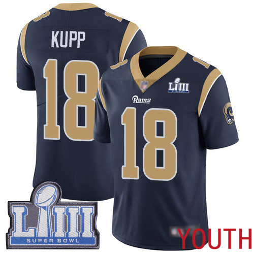Los Angeles Rams Limited Navy Blue Youth Cooper Kupp Home Jersey NFL Football #18 Super Bowl LIII Bound Vapor Untouchable
